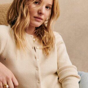 Sezane Kylie Cream Cotton Cardigan- Size XL